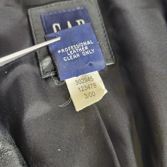 Vintage GAP Leather Jacket Women's XL Black Genuine Y2K 00s Casual - Picture 4 of 6